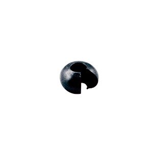 A black ball with a hole in it.