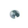 A silver metal ball with a hole in it.