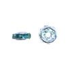 A pair of beads with a blue diamond on them.