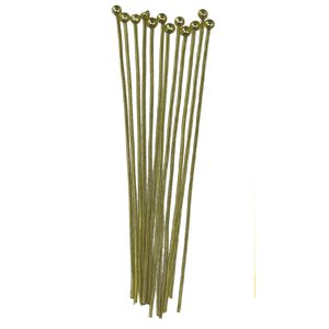 A bunch of gold colored metal sticks.