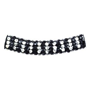 A black and white beaded choker necklace.