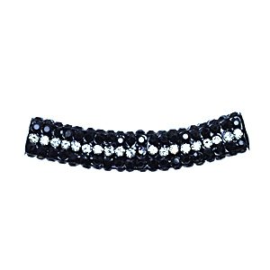 A black and white bracelet with rhinestones.