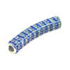 A blue and gold tube bead is shown.