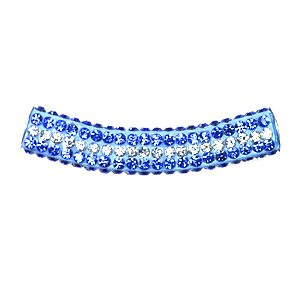 A blue and white bracelet is shown.