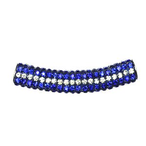 A blue and white bead is shown.