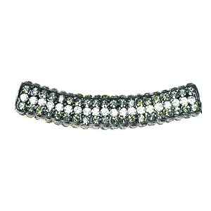 A metal chain with two rows of beads.