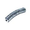 A silver tube with many rows of beads.