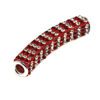 A red and silver bead is shown.
