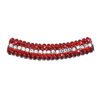 A red and white bracelet with two rows of beads.