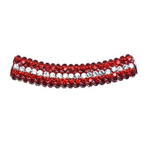 A red and white bracelet with two rows of beads.