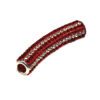 A red and silver bead is shown.