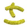 A pair of yellow beads are sitting on top of each other.