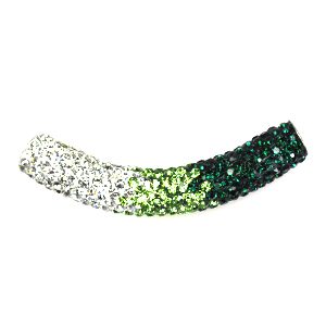 A green and white curved strip of material.