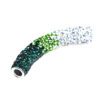 A close up of a tube with green and white beads