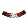 A red and white bracelet with some black