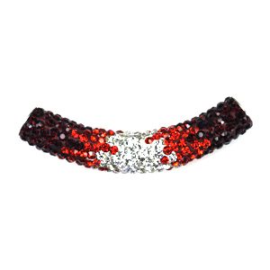 A red and white bracelet with some black