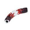 A red and white pipe with many beads