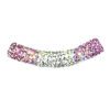 A pink, white and silver bracelet is shown.