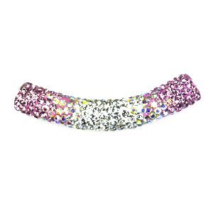 A pink, white and silver bracelet is shown.