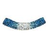 A blue and white bracelet is shown.