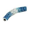 A blue and white tube with a pattern of crystals.