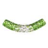 A green and white curved bead is shown.