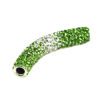A green and white bracelet with rhinestones.