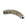 A close up of a tube with gold beads