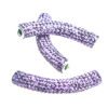 A pair of purple and white rope handles.