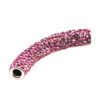 A pink and silver tube with many small beads.