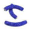 A blue bead is shown with two other beads.
