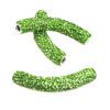 A green and white candy cane is shown.