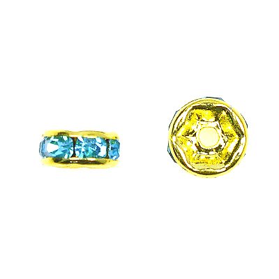 A pair of yellow and blue beads sitting next to each other.