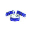 A set of three blue rings with silver accents.