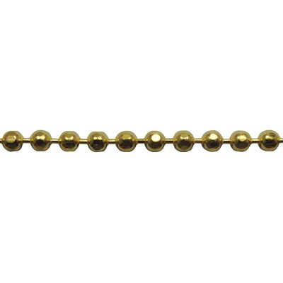 A chain of gold colored beads is shown.