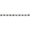 A silver chain with many small balls on it.