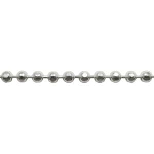 A silver chain with many small balls on it.