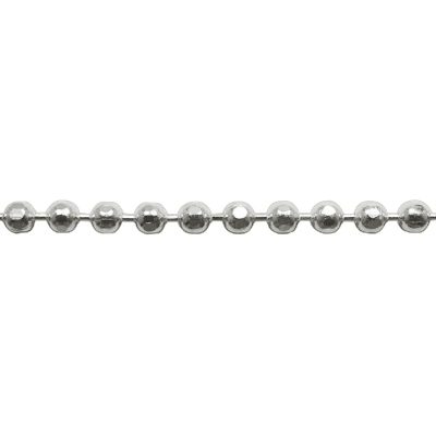 A silver chain with many small balls on it.