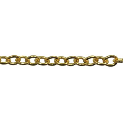 A chain that is gold colored and has some type of object on it.