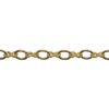A chain that is gold colored and has a small link.