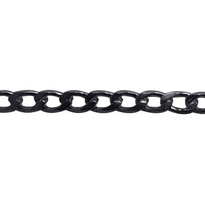 A black chain is shown on a white background.