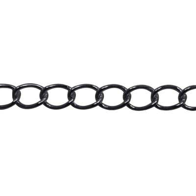 A black chain is shown on a white background.