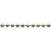 A silver chain with many small balls on it.