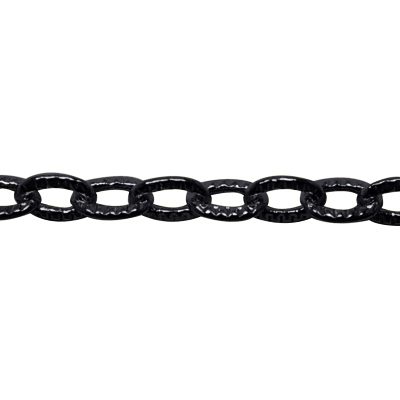 A black chain is shown on a white background.