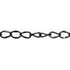 A chain that is connected to the bottom of a piece of metal.