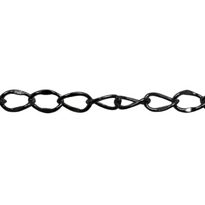 A chain that is connected to the bottom of a piece of metal.