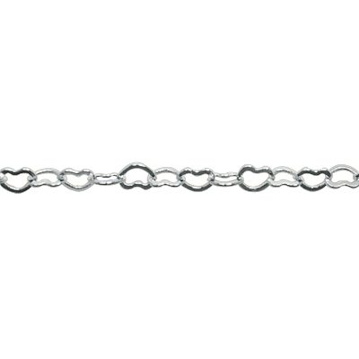 A silver chain with hearts on it.