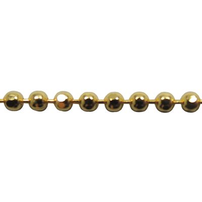 A chain of gold colored beads is shown.