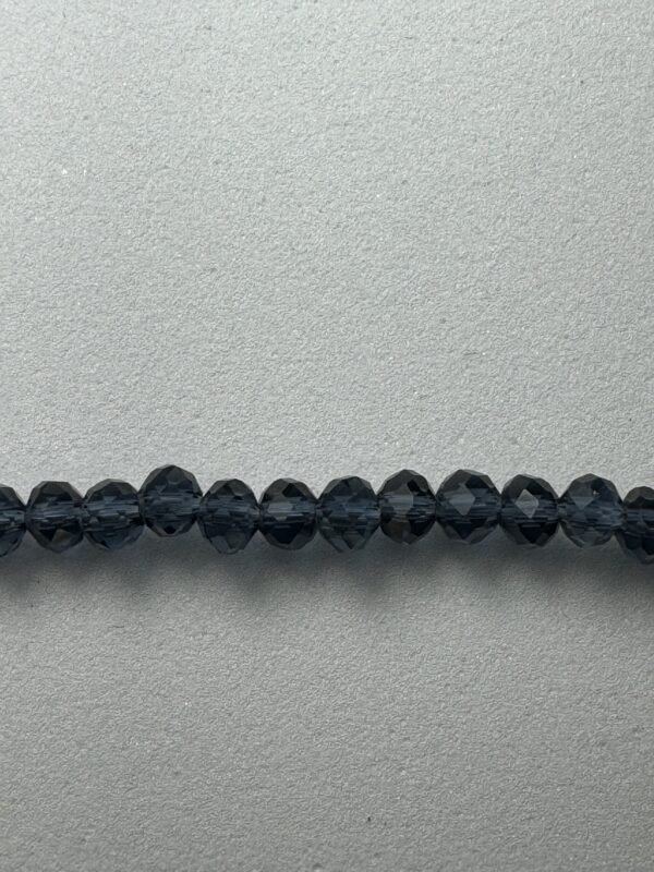 Row of dark blue faceted beads.