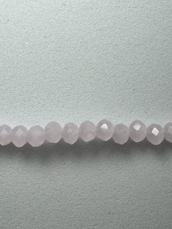 Row of light pink faceted beads.